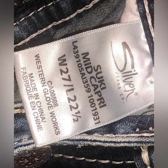 Silver Jeans Co. Sumo Mid Capri Denim Jeans Women’s Size W27 L22 1/2. - Picture 6 of 7